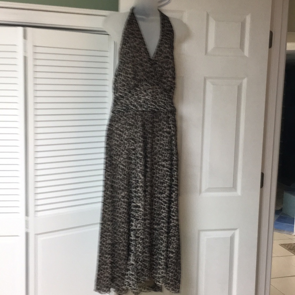 Oscar de la Renta Leopard print halter midi dress